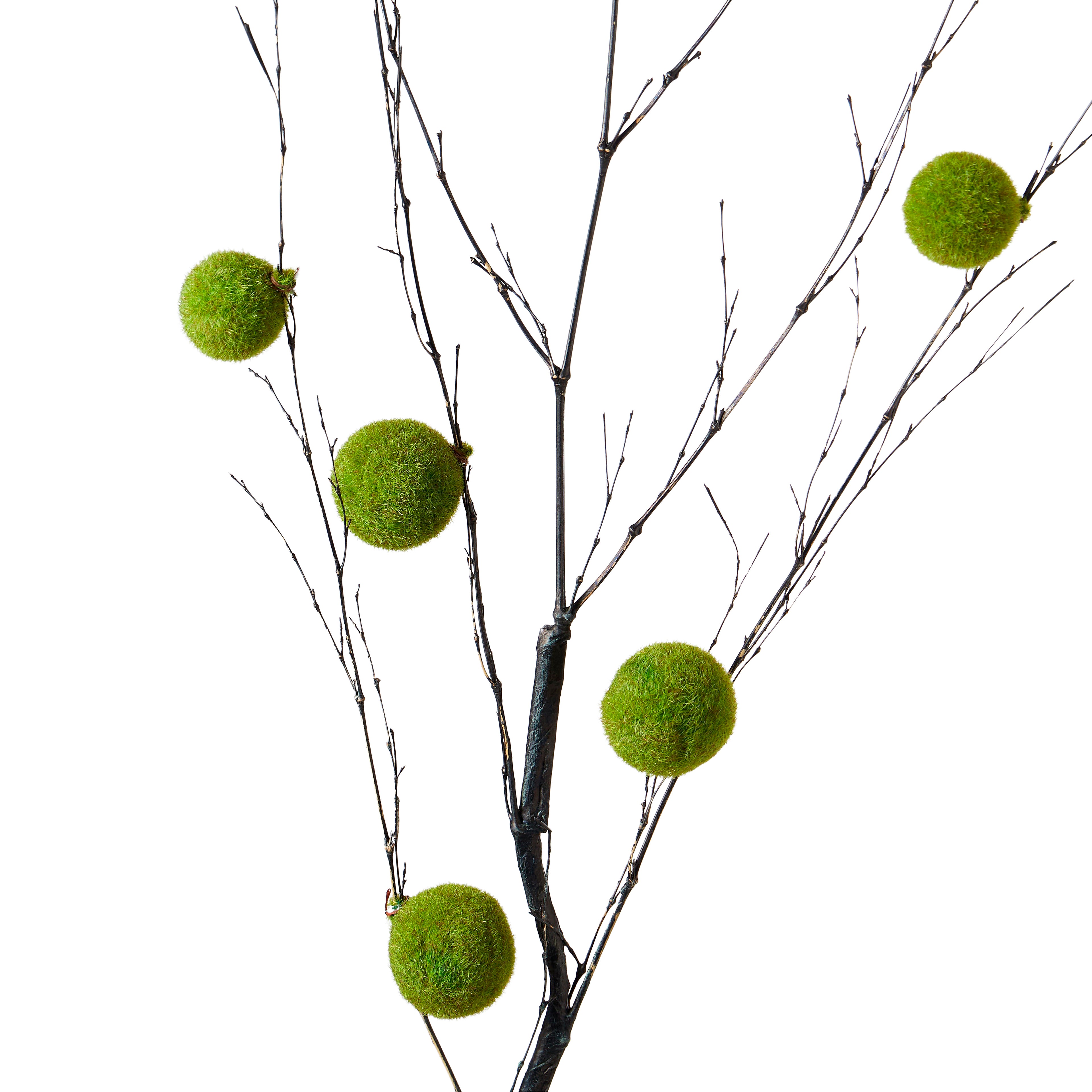 Faux Moss Ball Branch | 130cm