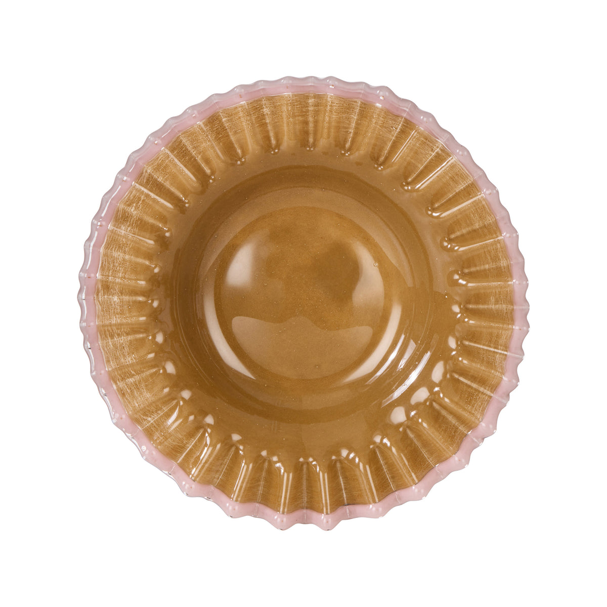 Amalfi Sigrid Frill Dish Large  Mustard &amp; Pink
