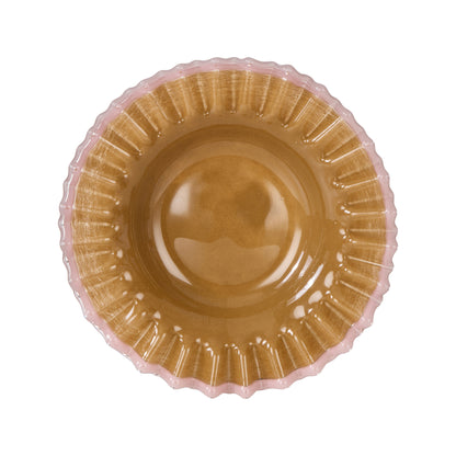 Amalfi Sigrid Frill Dish Large  Mustard &amp; Pink