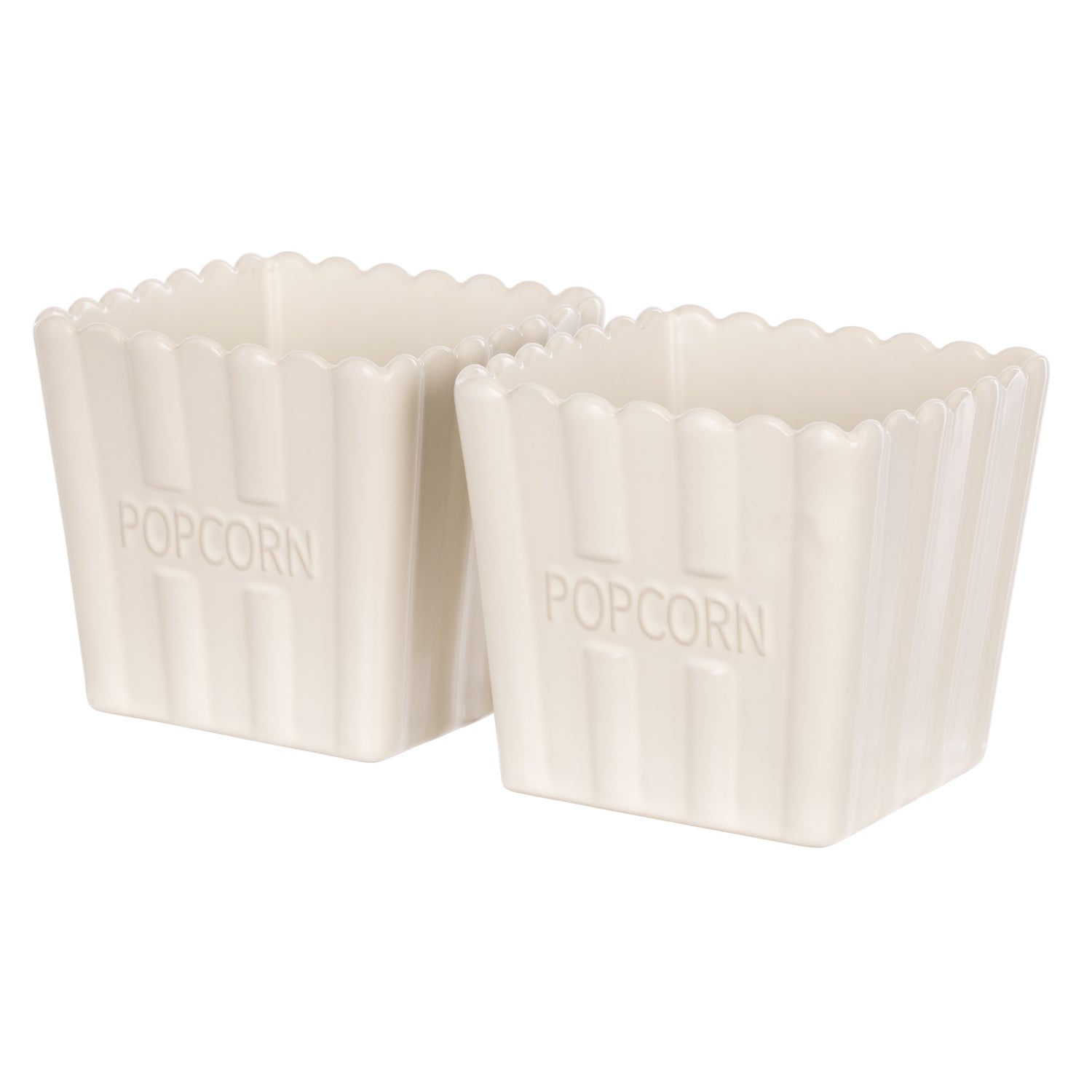 Davis &amp; Waddell Peggy Small Stoneware Popcorn Bowls 2pcs Set Off White