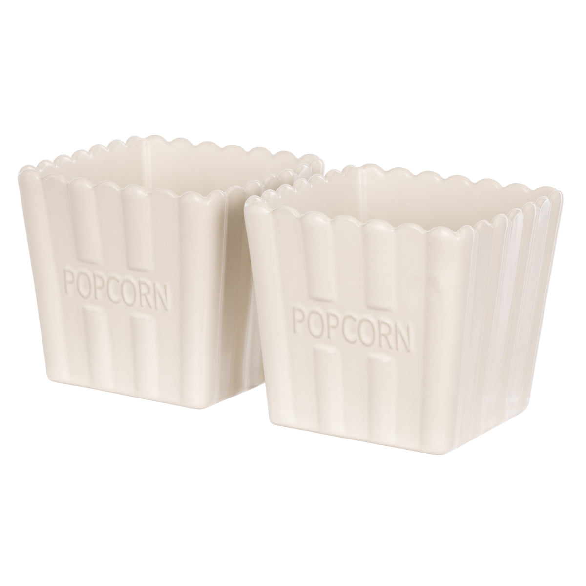 Davis &amp; Waddell Peggy Small Stoneware Popcorn Bowls 2pcs Set Off White