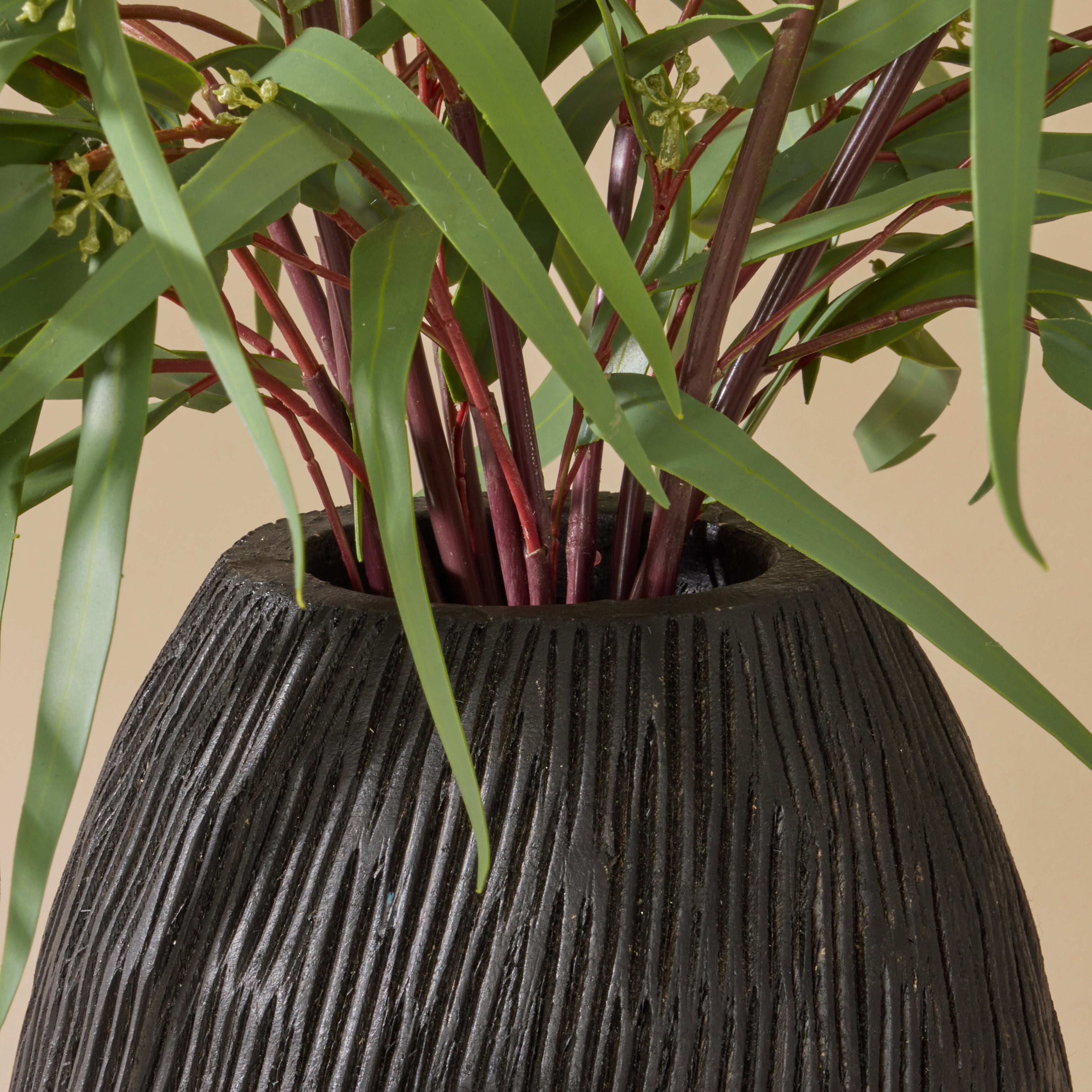 Faux Eucalyptus Mix - Dansk Textured Vase | Black - 90cm