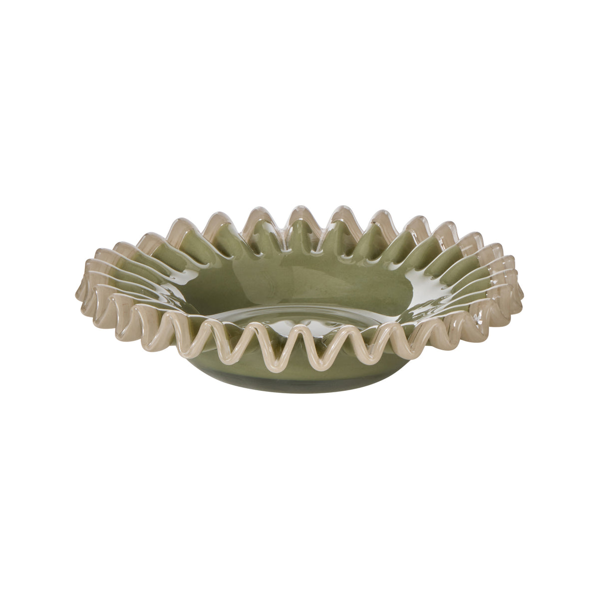 Amalfi Sigrid Frill Dish Small Green &amp; Grey