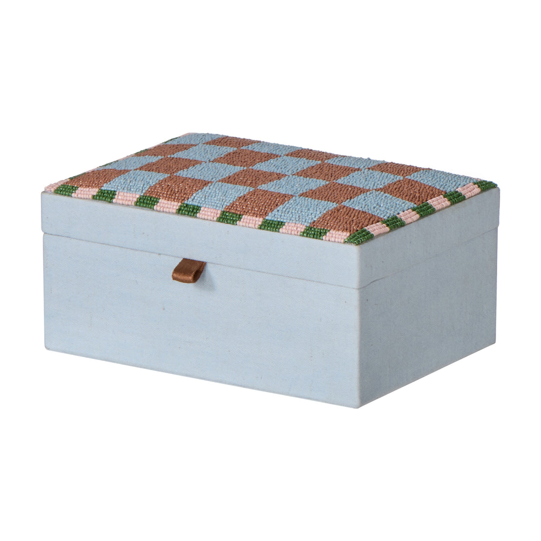 Emporium Ruby Beaded Check Jewellery Box Multi-Coloured