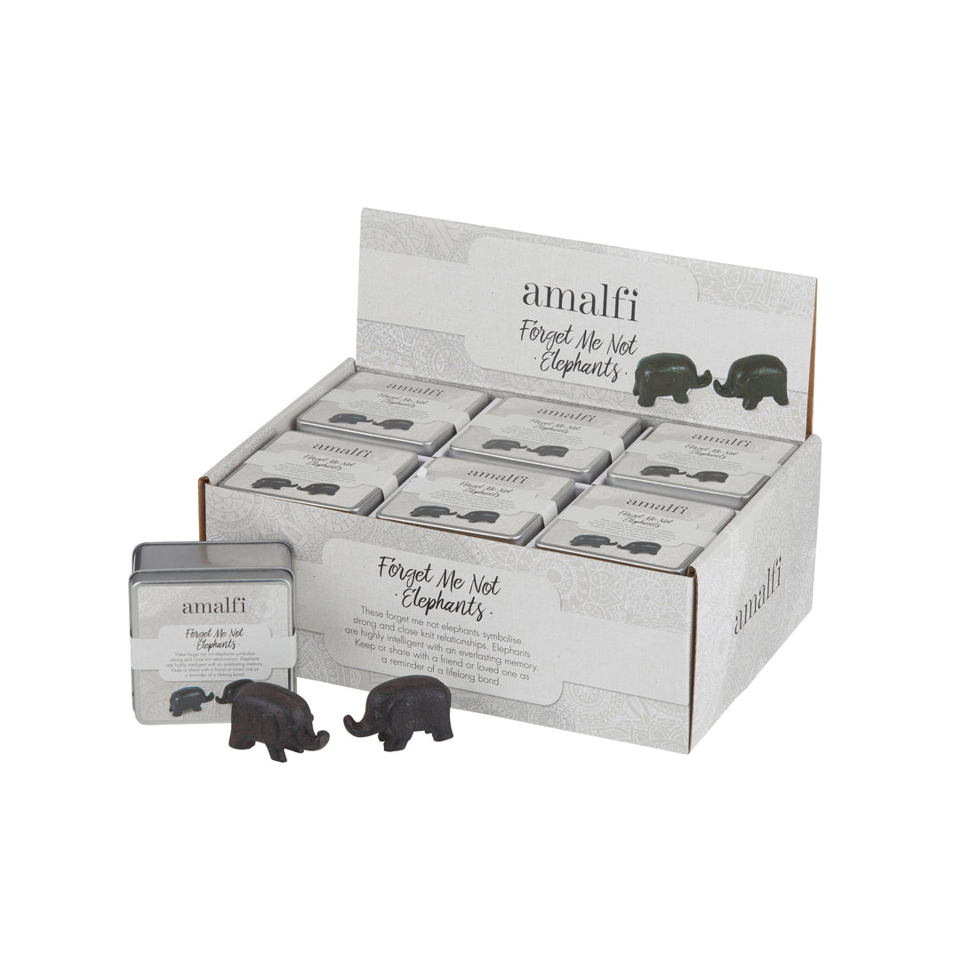 Amalfi Forget Me Not Elephants 2pcs Set Rustic Brown