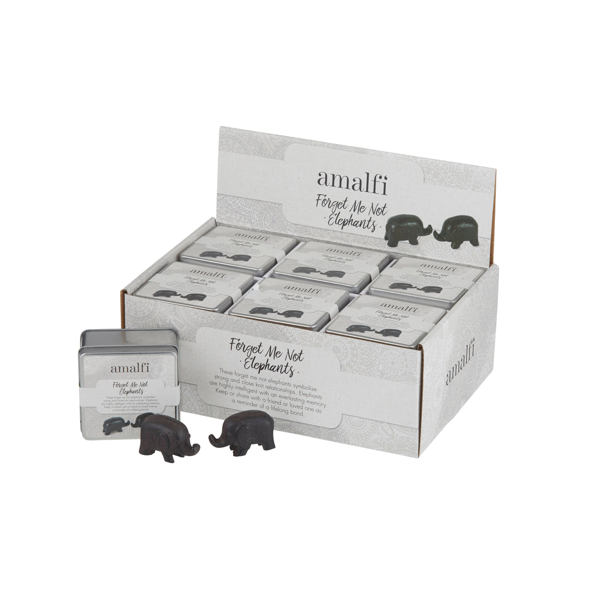 Amalfi Forget Me Not Elephants 2pcs Set Rustic Brown