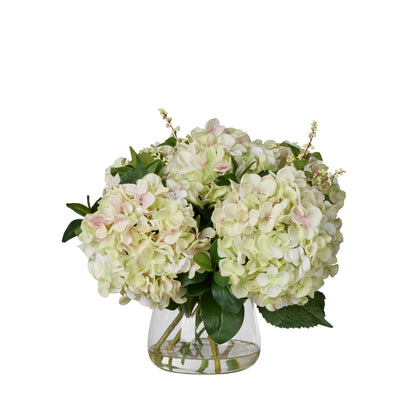 Faux Hydrangea Nite Berry Arrangement - Classic Bowl | Green - 54cm