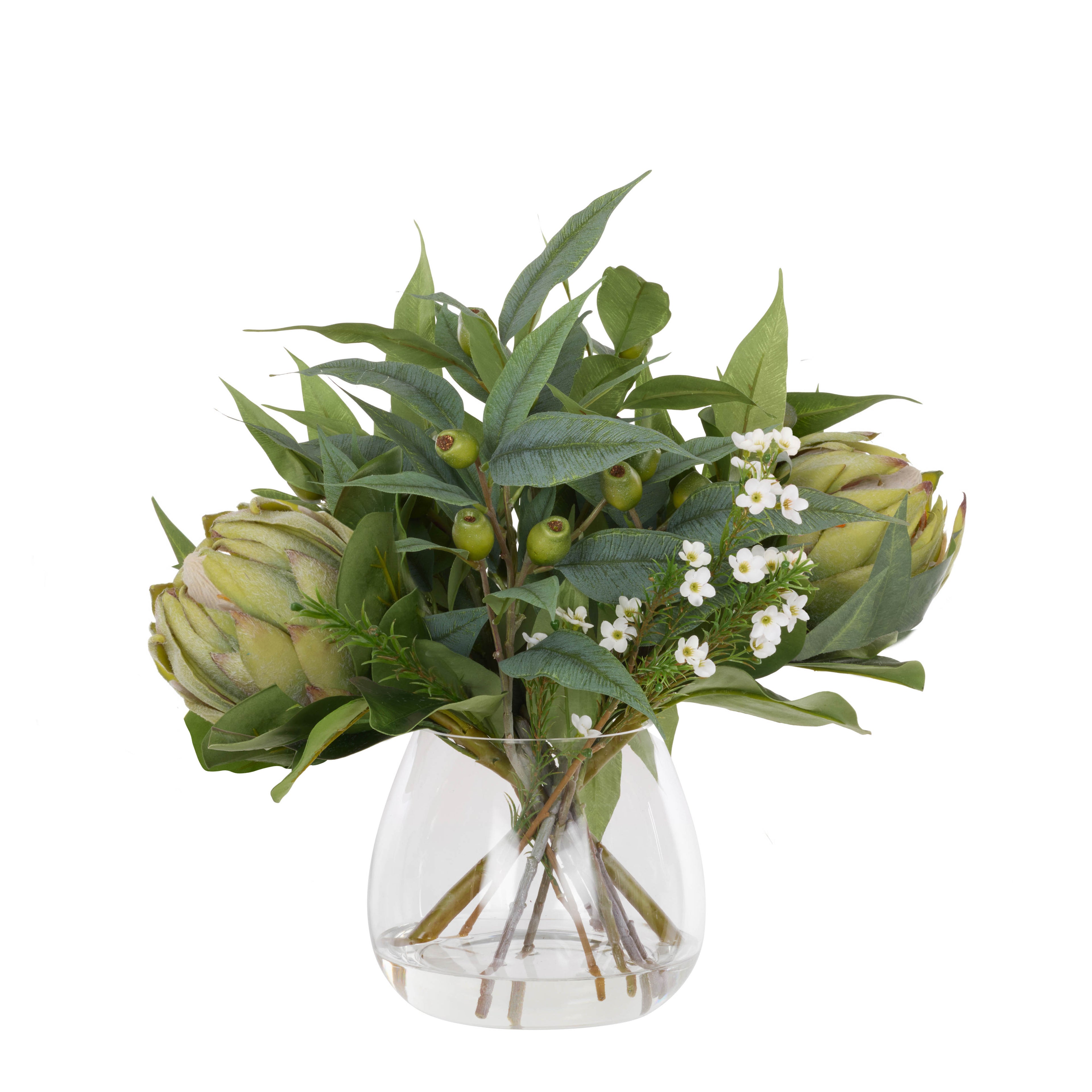 Faux Grand Protea Arrangement - Garden Vase