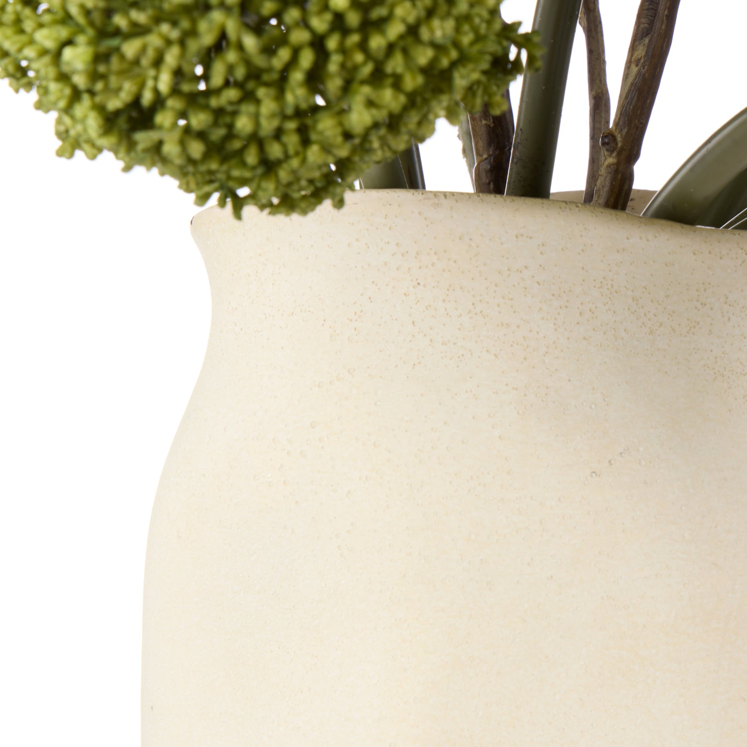 Faux Allium Spray Arrangement - Maliah Pot Cream | Green - 65cm