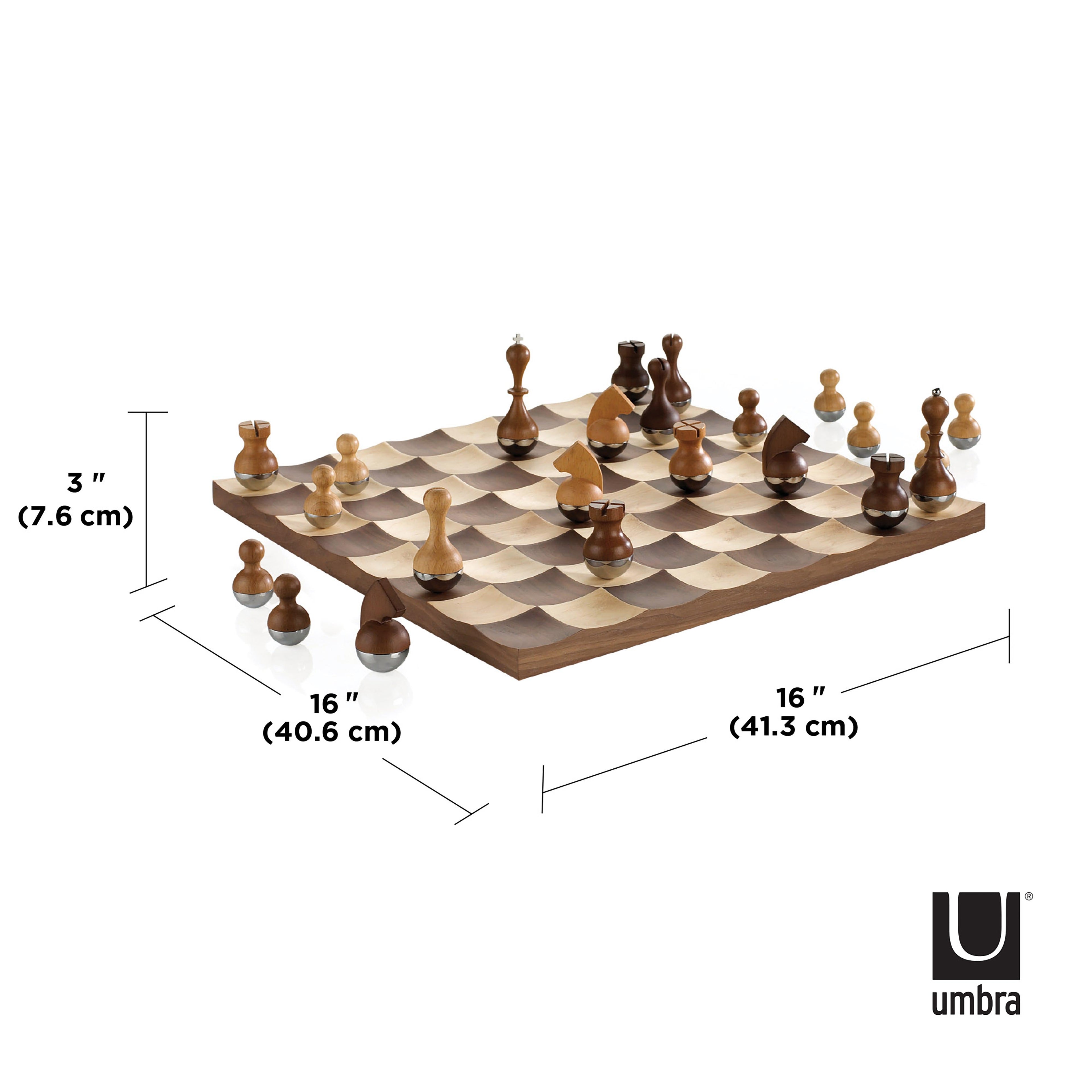 Umbra Wobble Chess Set Maple &amp; Walnut