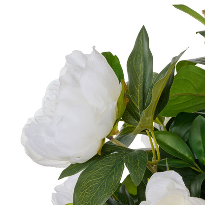 Faux Peony Lush Leaf - Alana Vase | White -  84cm