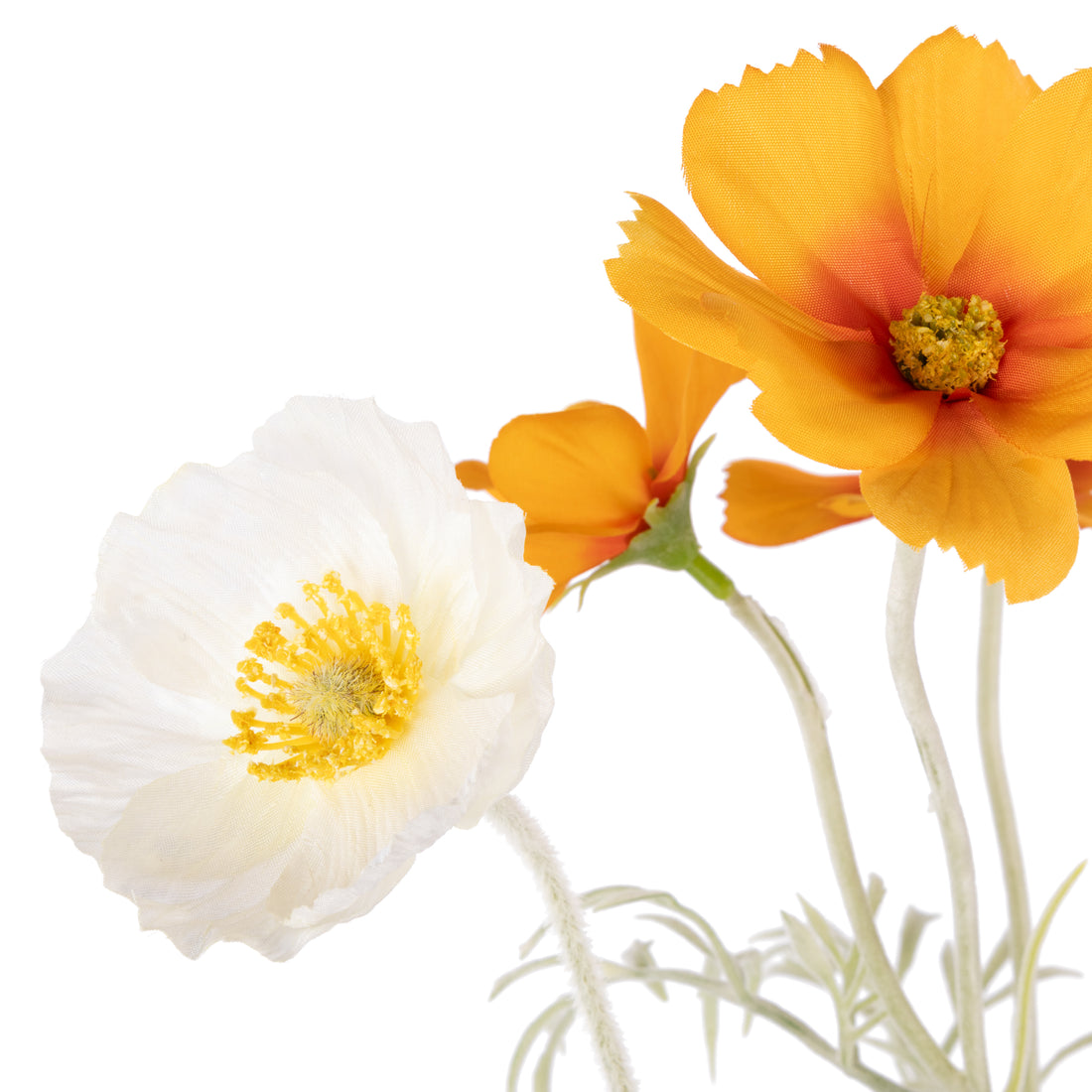 Faux Poppy Cosmos Mix - Giselle Vase | Cream &amp; Orange - 37cm