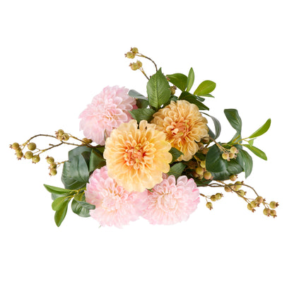 Faux Chrysanthemum Berry Arrangement - Classic Bowl | Orange - 56cm