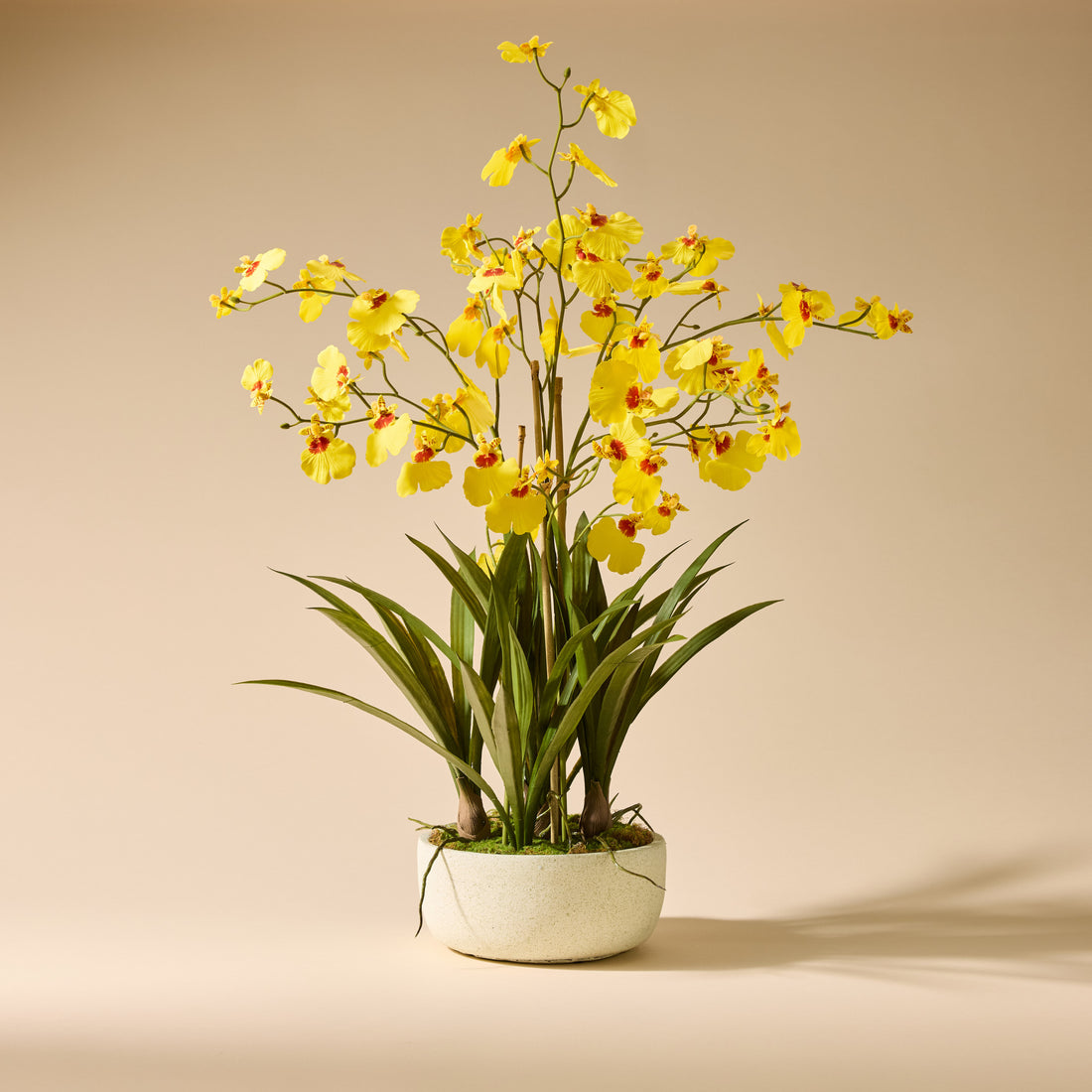 Faux Dancing Orchid Pot | Yellow - 66cm