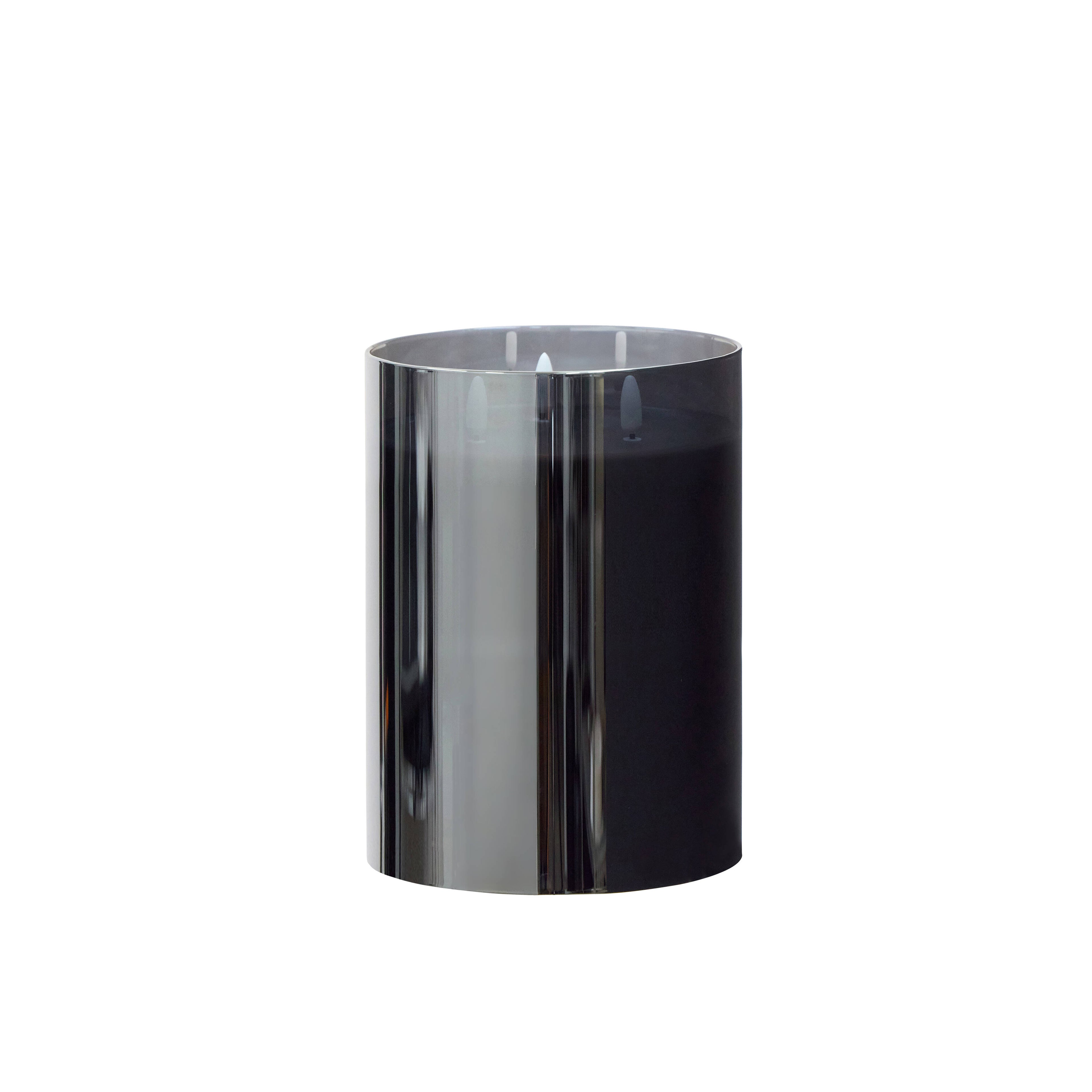 Black Glass Triflame LED Candle | 20cm