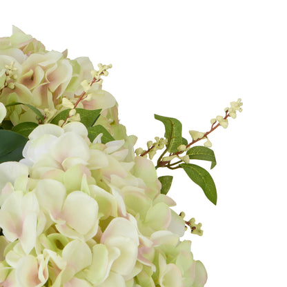 Faux Hydrangea Nite Berry Arrangement - Classic Bowl | Green - 54cm