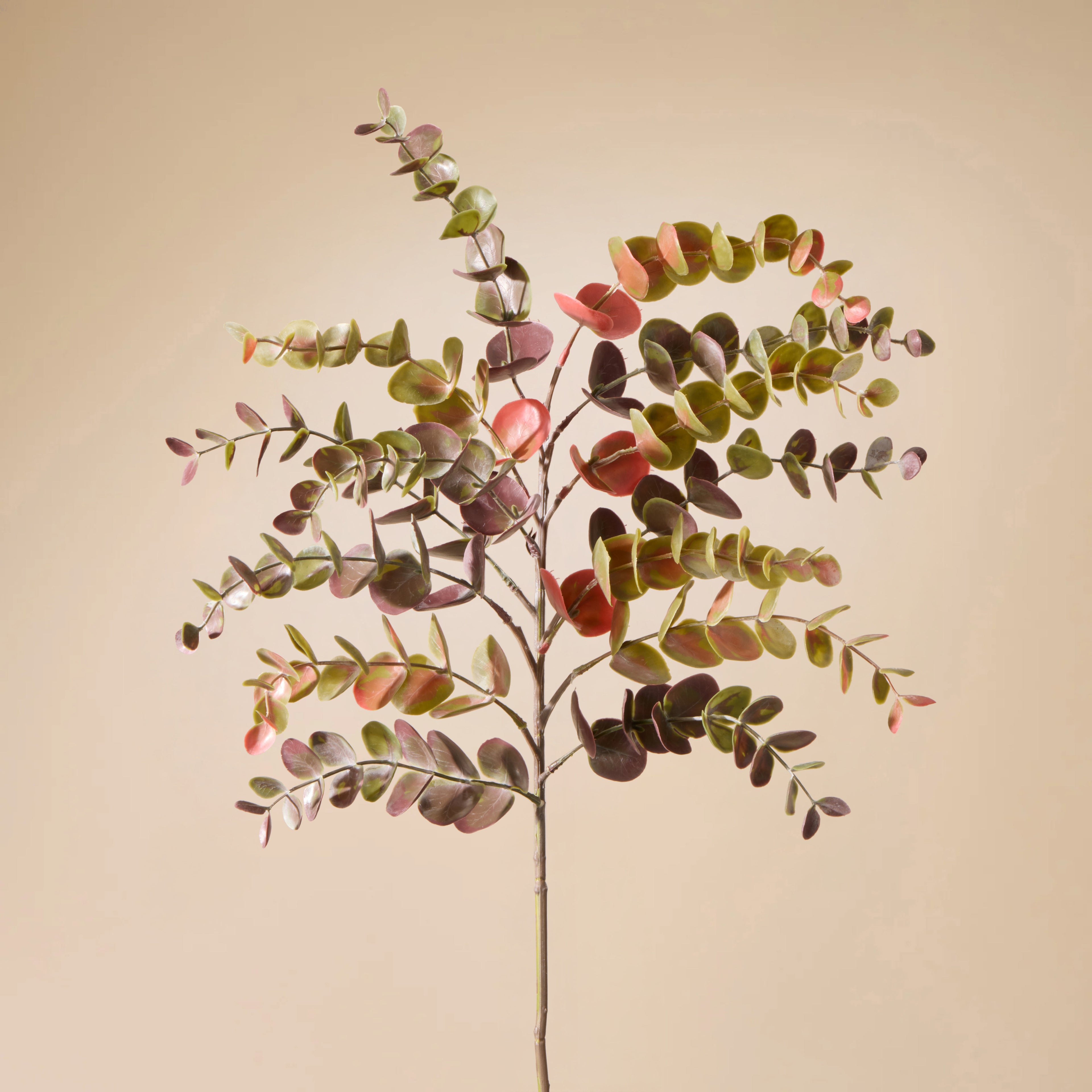 Faux Eucalyptus Spray | Brown &amp; Red - 76cm