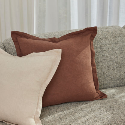 Amalfi Cove Linen Cushion Chocolate