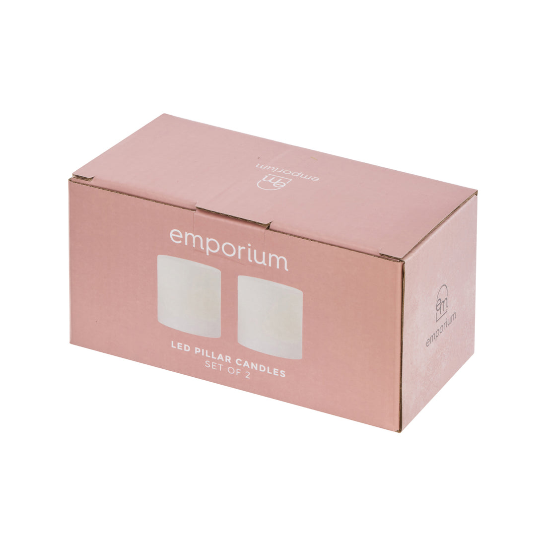 Emporium Small Pillar LED Candles 2pcs Set White