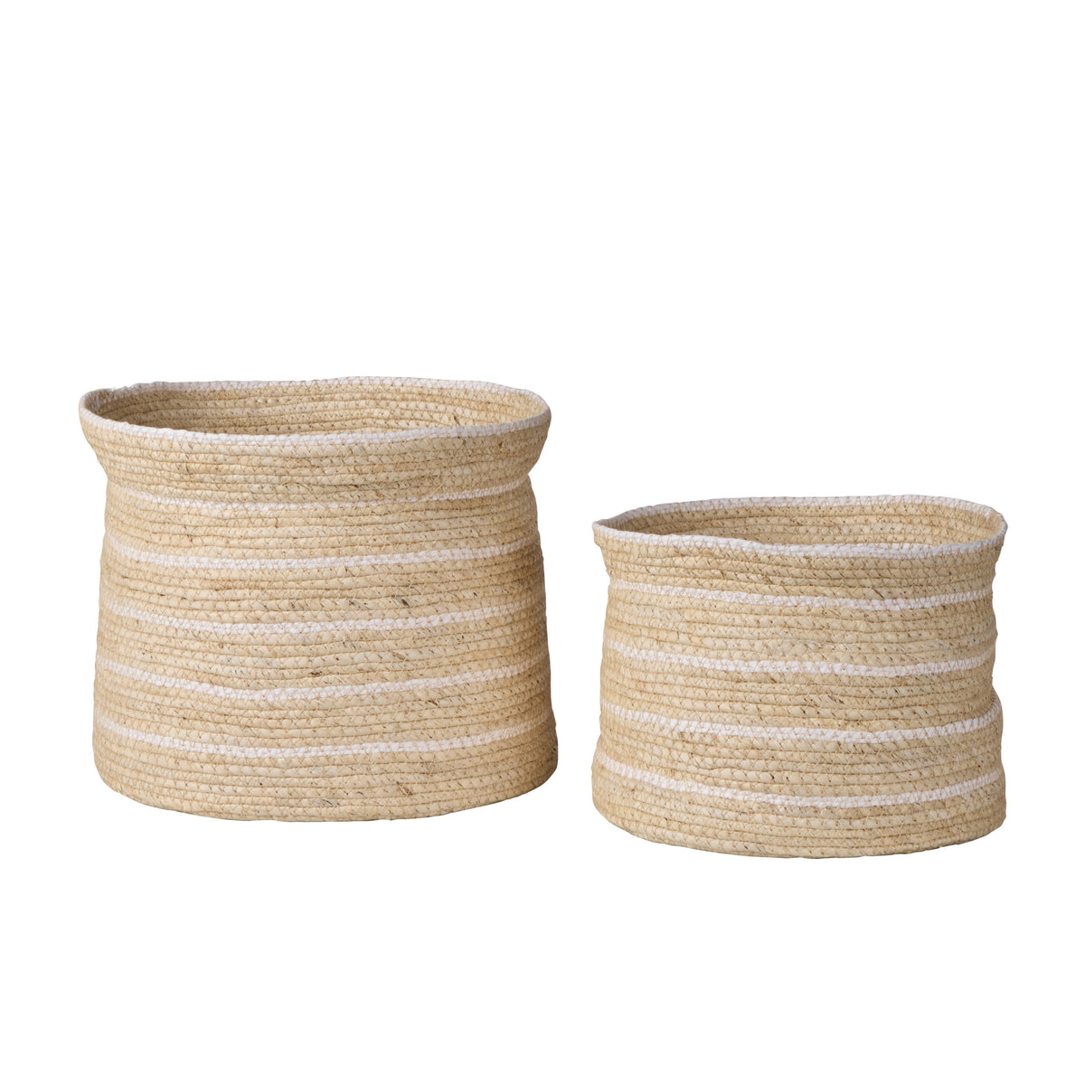 Amalfi Linear Baskets 2pcs Set Natural &amp; Green
