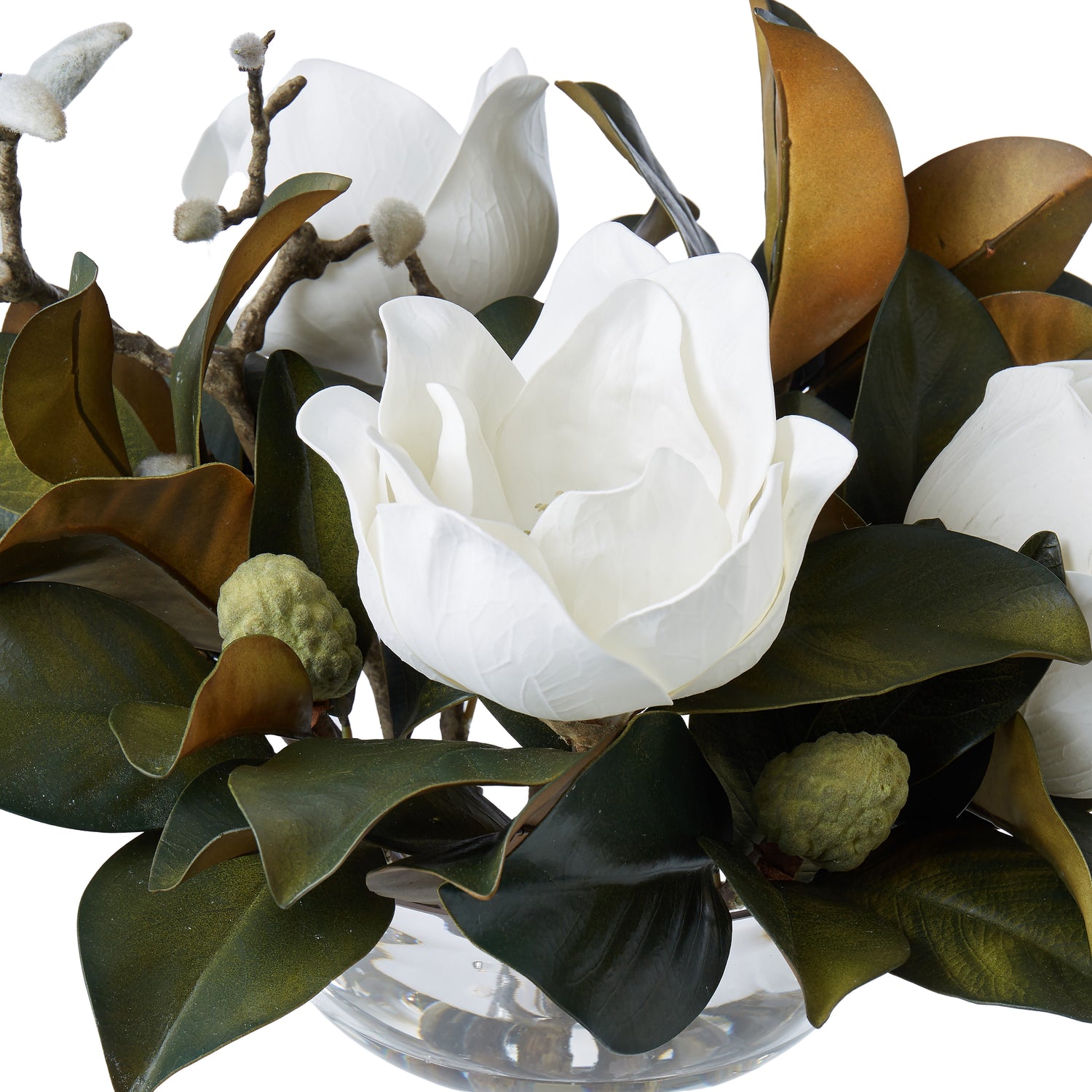 Faux Magnolia Grandiflora - Dahlia Bowl | White - 40cm