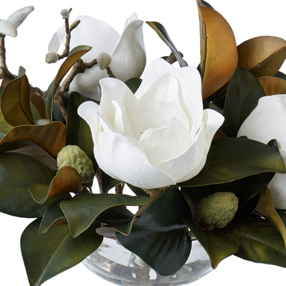 Faux Magnolia Grandiflora - Dahlia Bowl | White - 40cm