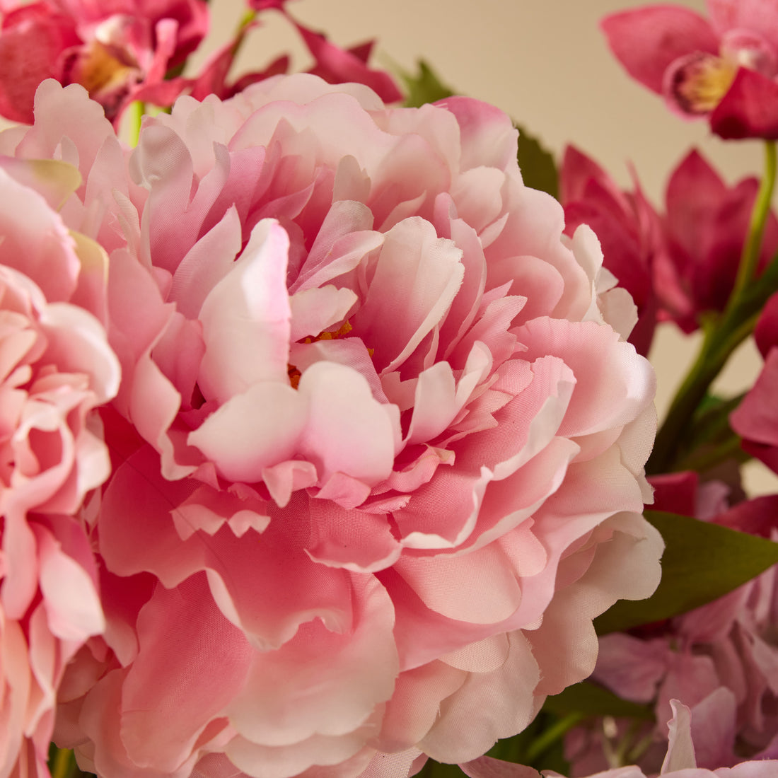 Faux Peony Foxtail Garden Arrangement - Vintage Urn