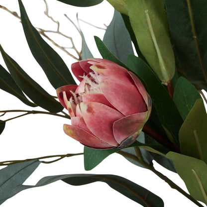 Faux Protea Eucalyptus Mix Arrangement - Alana Vase
