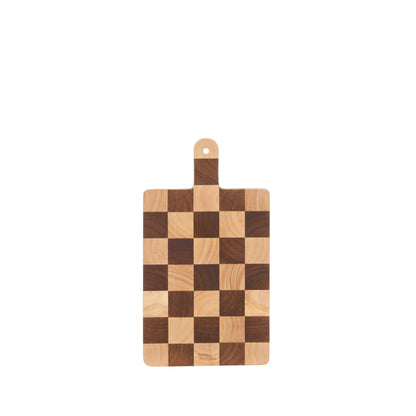 Davis &amp; Waddell Hudson Acacia Wood Checkerboard Serving Board with Handle Natural