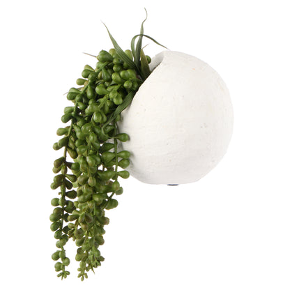 Faux String of Pearls - Ithaca Round Pot | White - 27cm