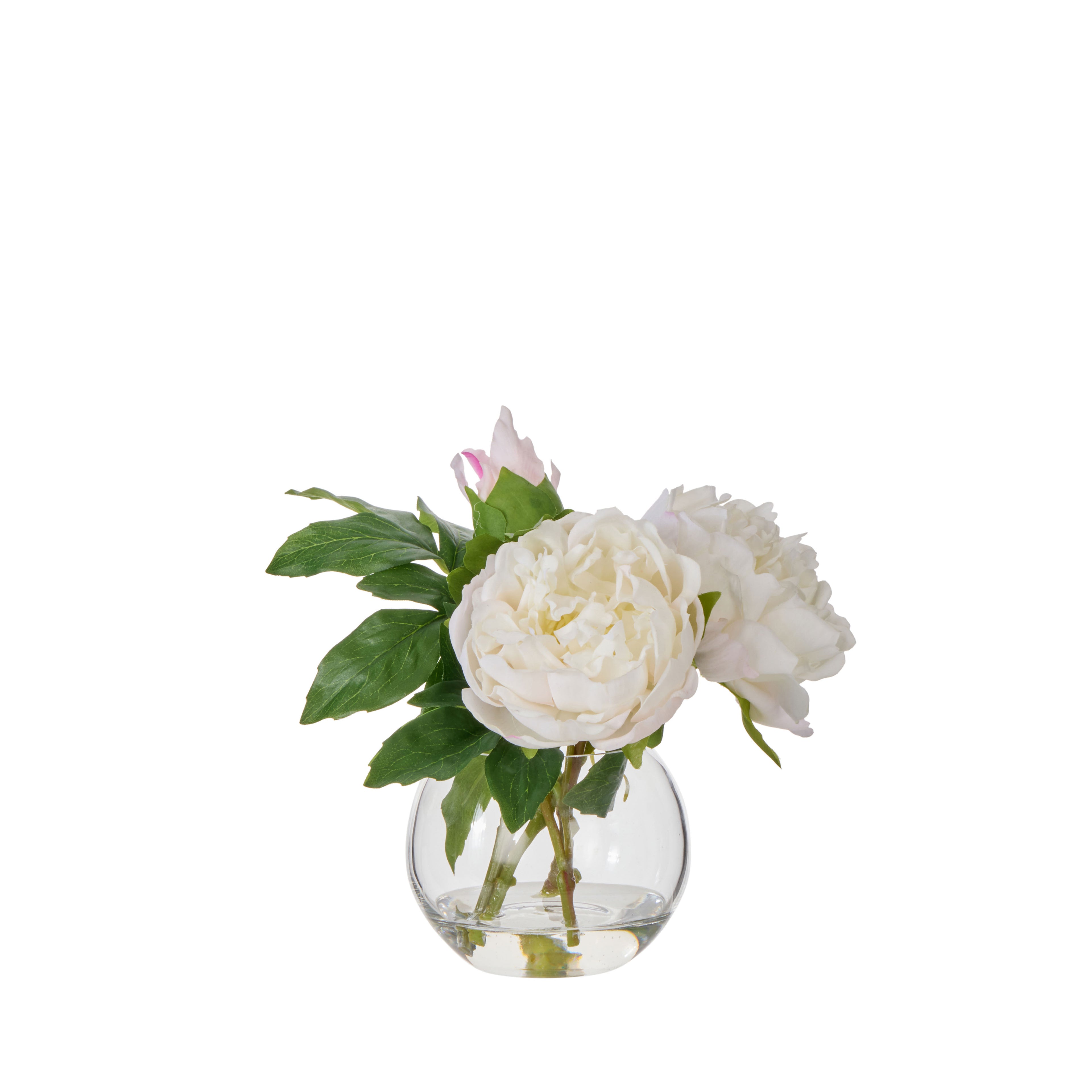Faux Peony - Sphere Vase | White -  25cm