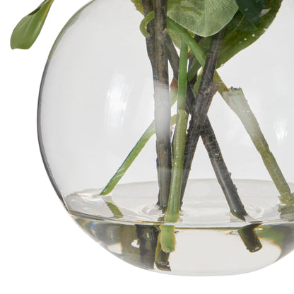 Faux Lilac Garden Mix - Sphere Vase | White -  30cm