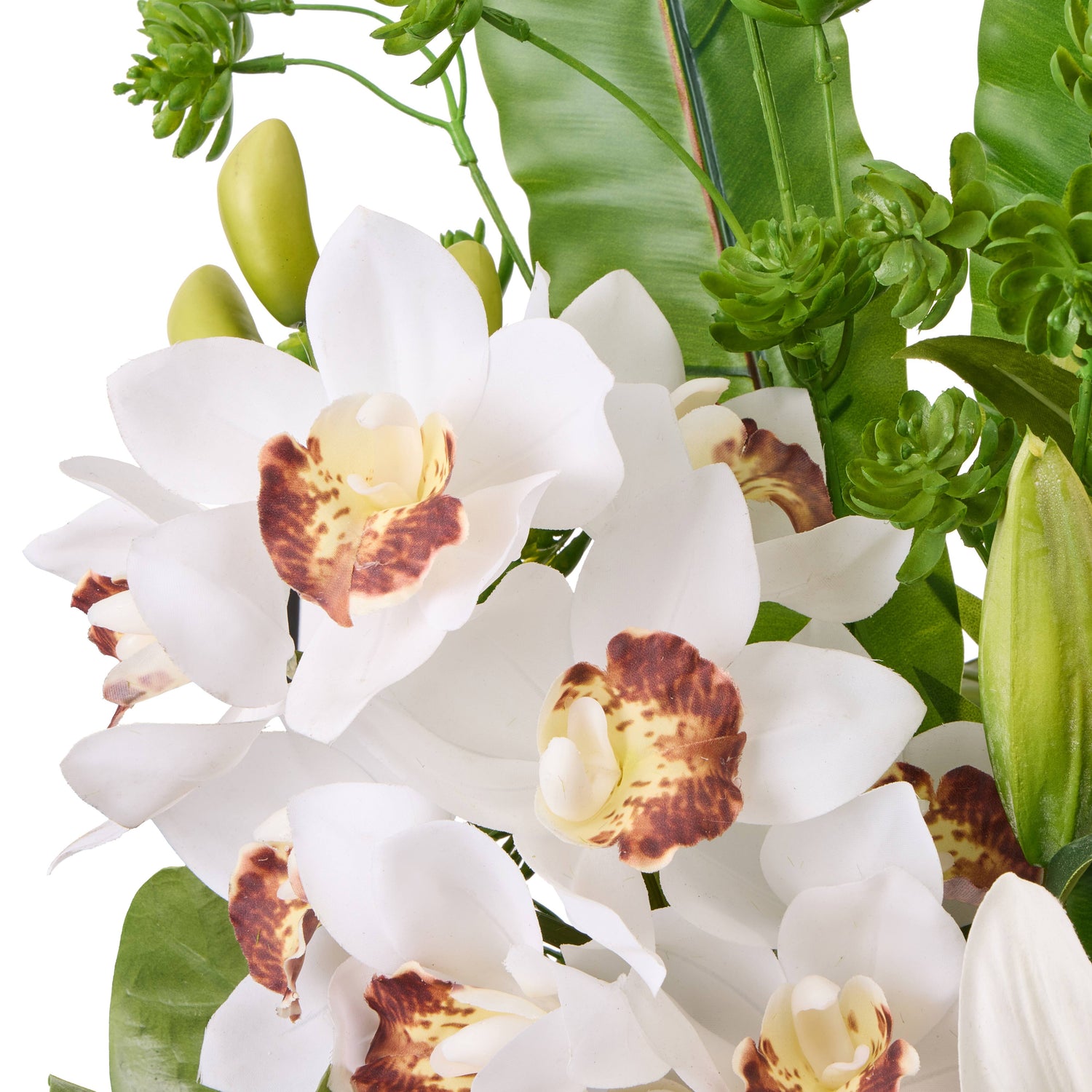 Faux Lily Fiddle Leaf Mix - Alana Vase| White - 84cm