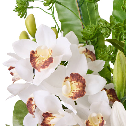 Faux Lily Fiddle Leaf Mix - Alana Vase| White - 84cm