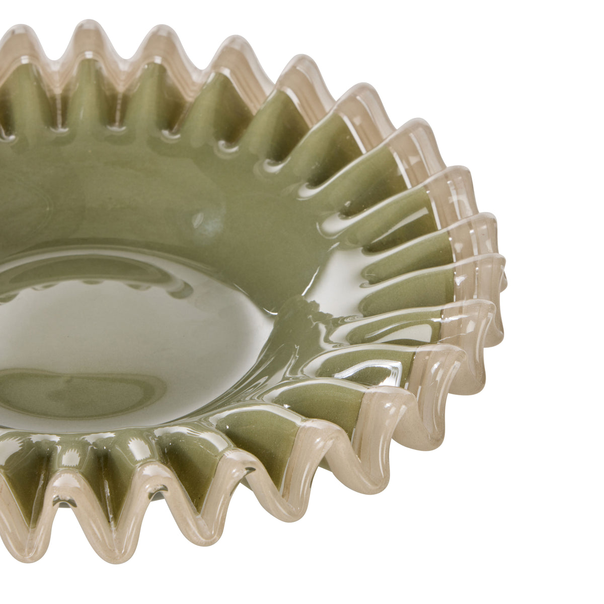 Amalfi Sigrid Frill Dish Small Green &amp; Grey