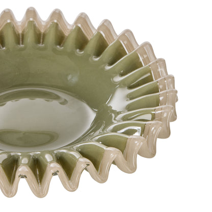 Amalfi Sigrid Frill Dish Small Green &amp; Grey