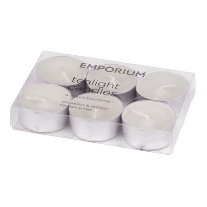 Emporium Tealight Candles 6pcs Set White