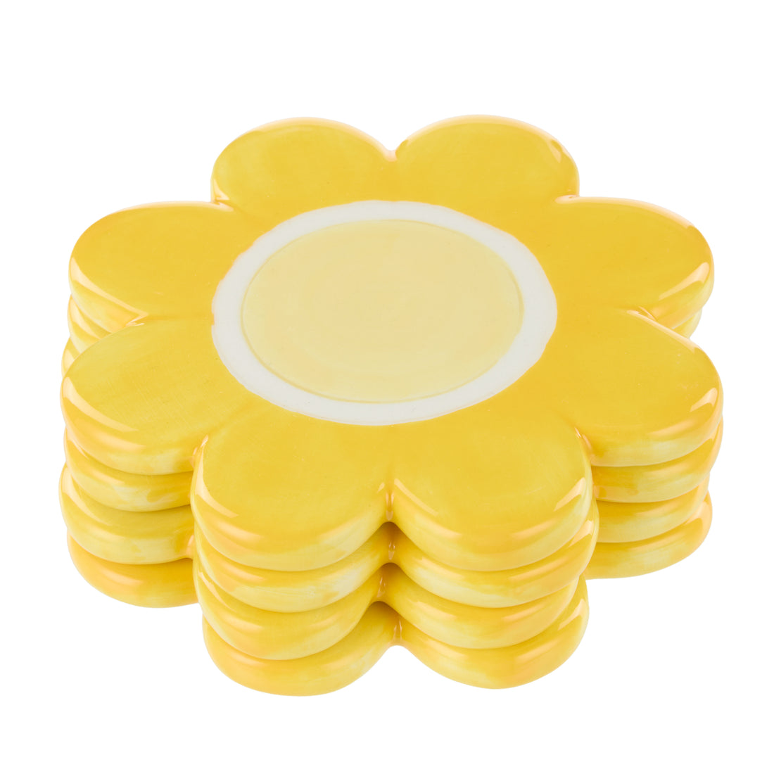 Emporium Posey Flower Coasters 4pcs Set Yellow