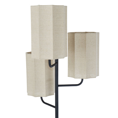 Amalfi Tiered Trio Shade Floor Lamp Black &amp; Natural