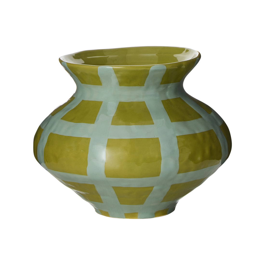 Amalfi Eden Check Vase Blue Check
