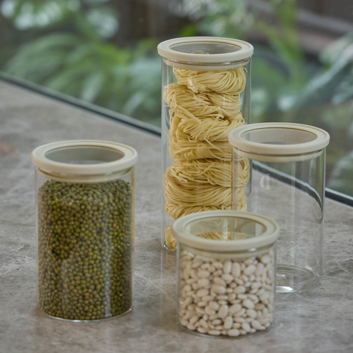 SVNA Glass Canister 4pcs Set Cream