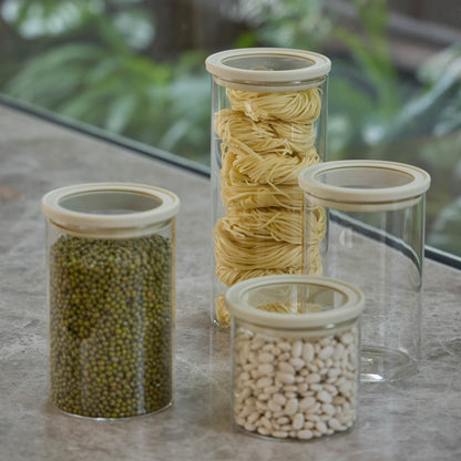 SVNA Glass Canister 4pcs Set Cream