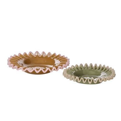 Amalfi Sigrid Frill Dish Large  Mustard &amp; Pink