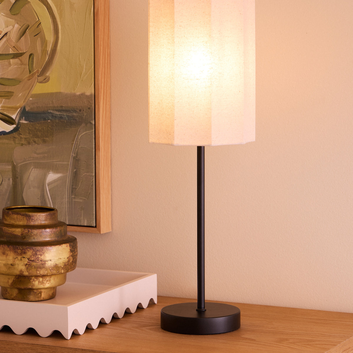 Amalfi Tier Table Lamp Natural &amp; Black