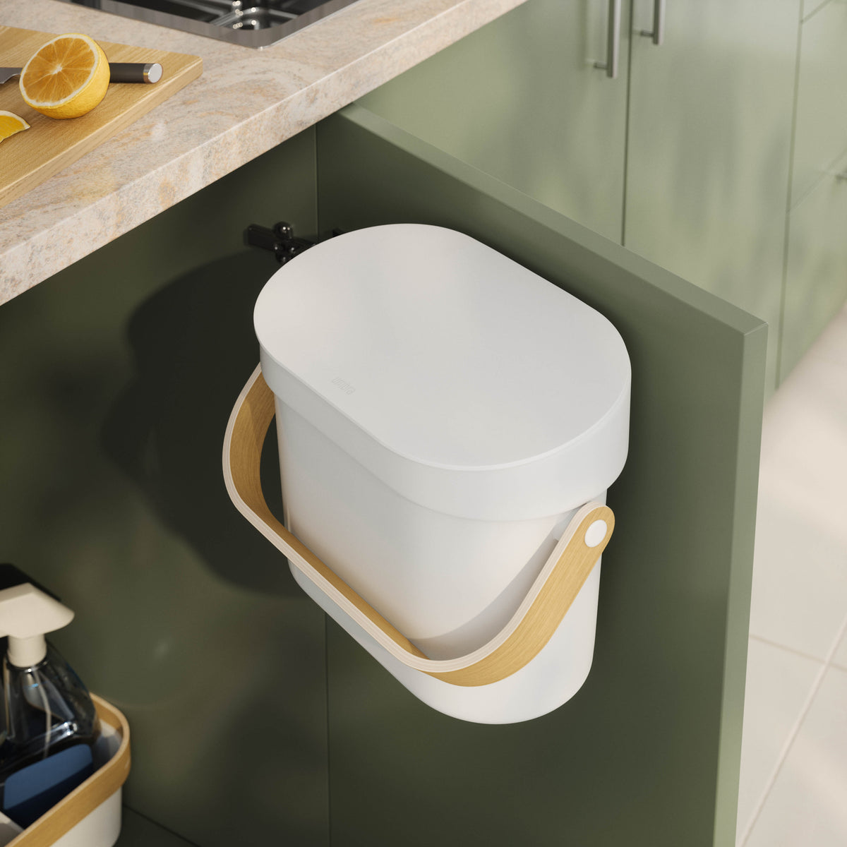 Umbra Bellwood Compost Bin White &amp; Natural