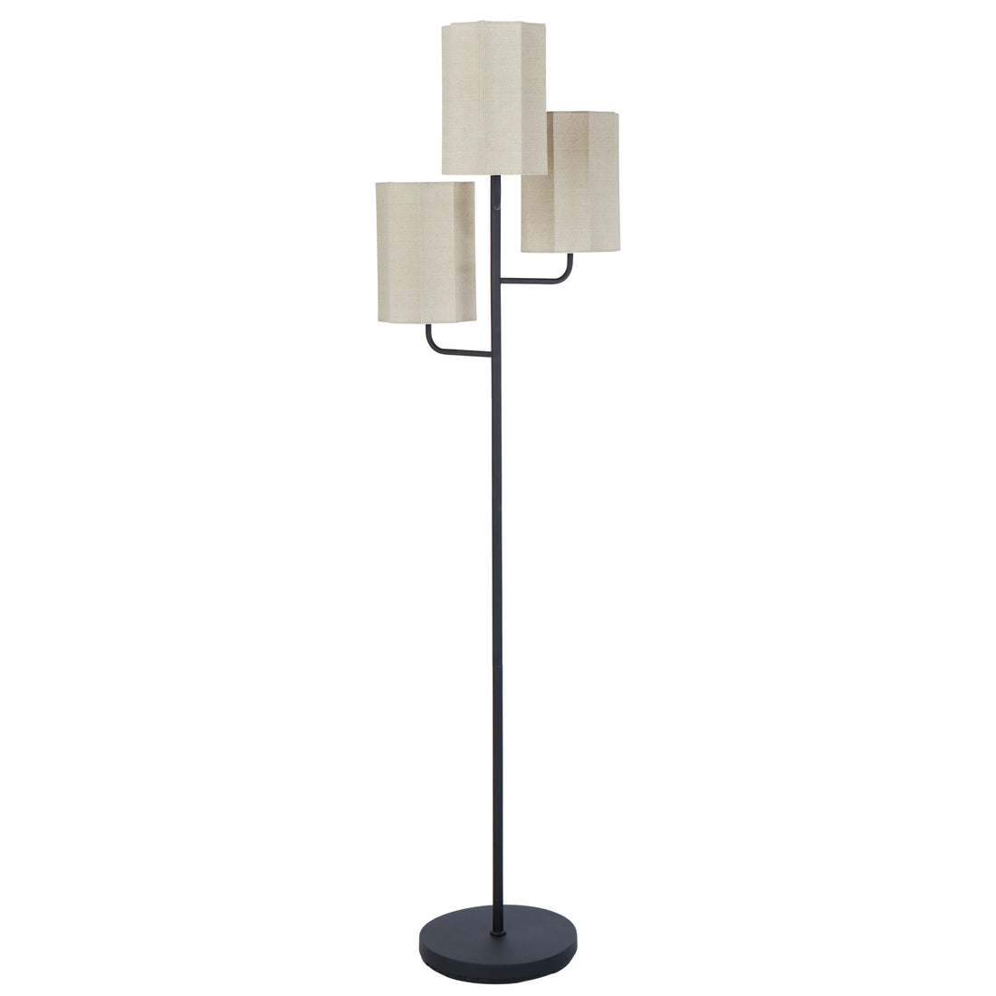 Amalfi Tiered Trio Shade Floor Lamp Black &amp; Natural