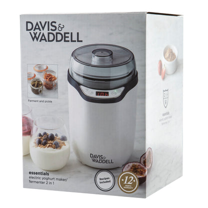 Davis &amp; Waddell 2 in 1 Electric Yoghurt Maker/Fermenter White &amp; Grey