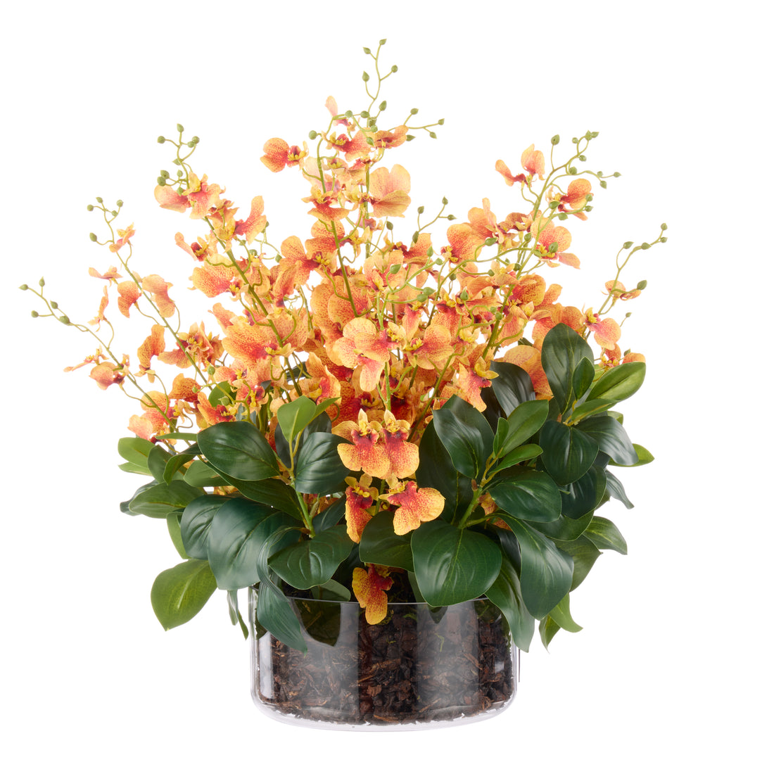 Faux Dancing Orchids - Madelyn Bowl | Orange - 58cm