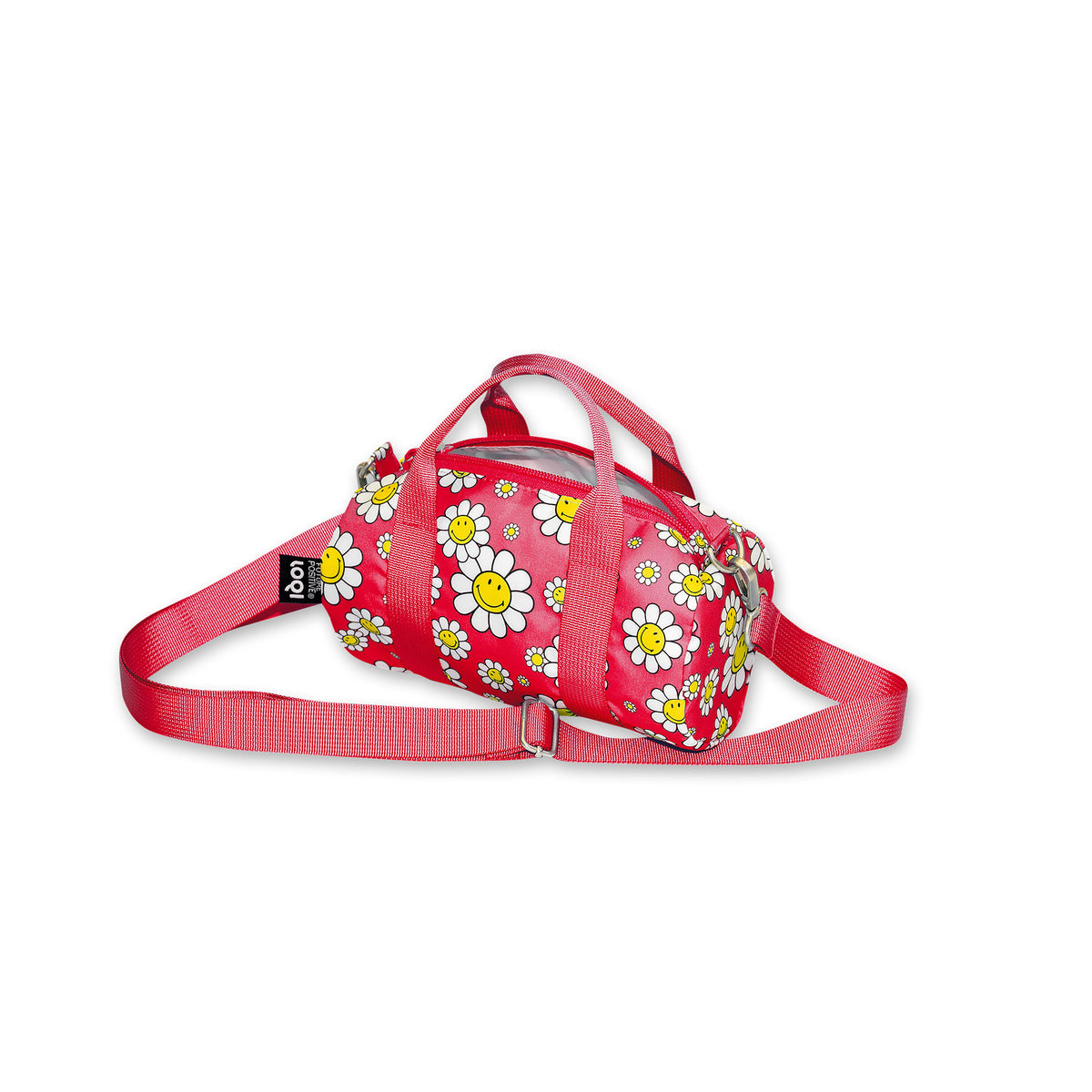 LOQI Smiley Flowers Small Weekender Raspberry