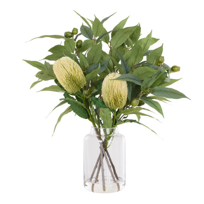 Faux Native Banksia Gum Nut Arrangement - Pauline Vase